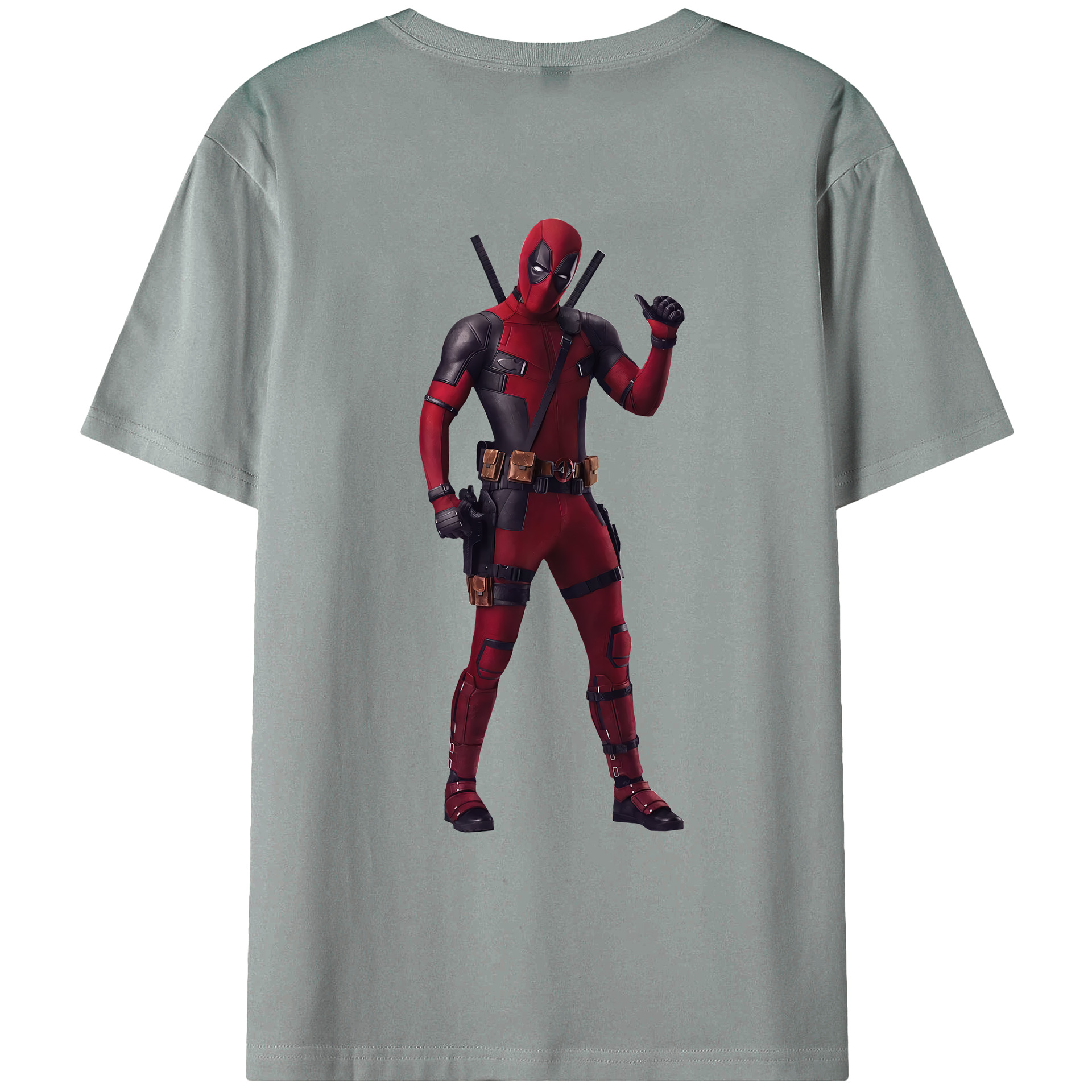 （画像用） Deadpool デッドプール 綿100％ メンズ半袖Tシャツ（バックプリント） 通気性
